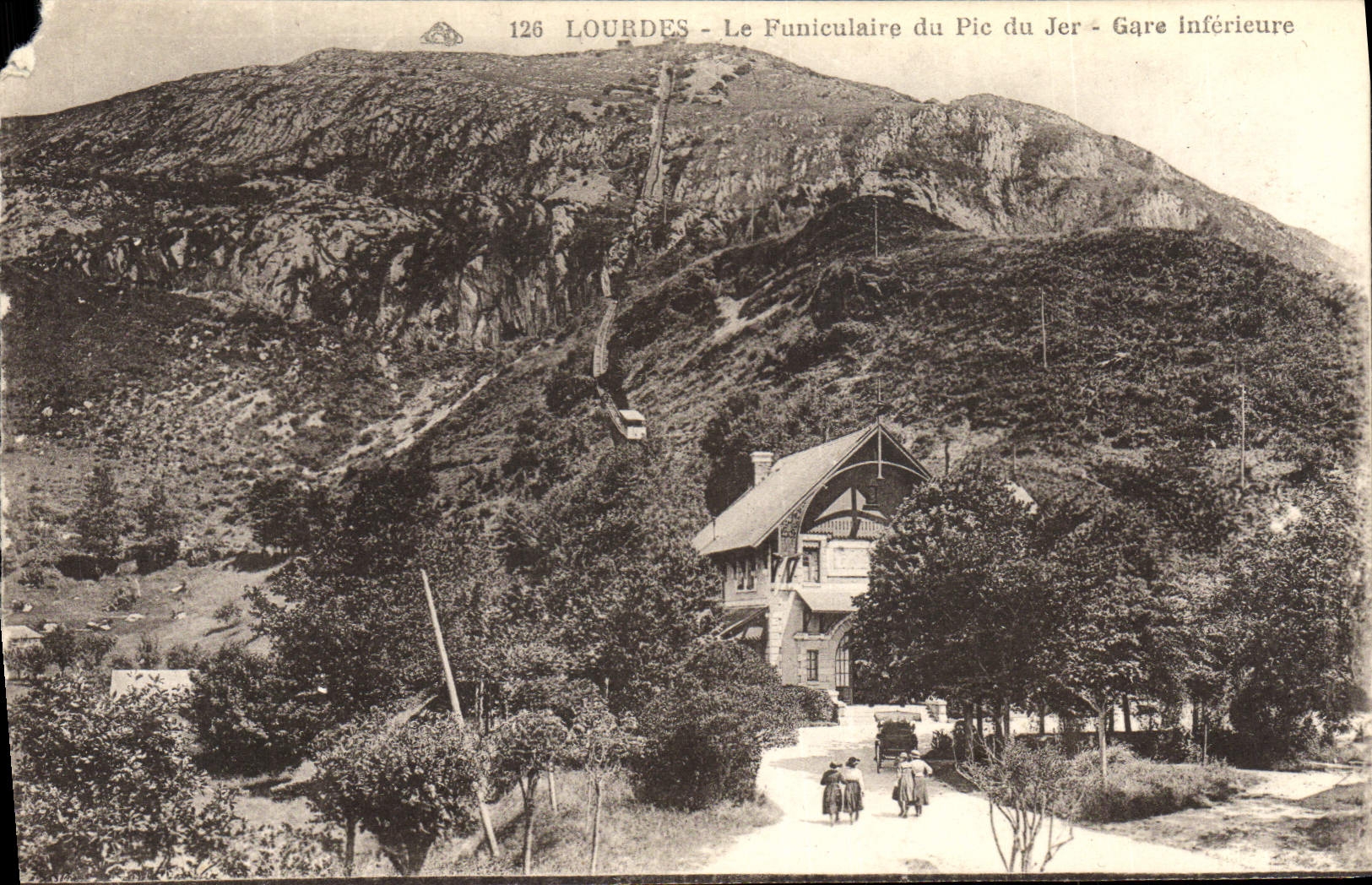 CPA Lourdes Le Funiculaire du Pic du Jer Gare interieure