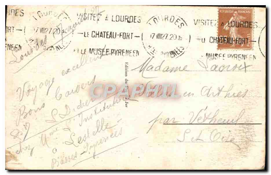 CPA Lourdes La Vallee d'Argeles Vue Prise du Pic du Jer — Verso