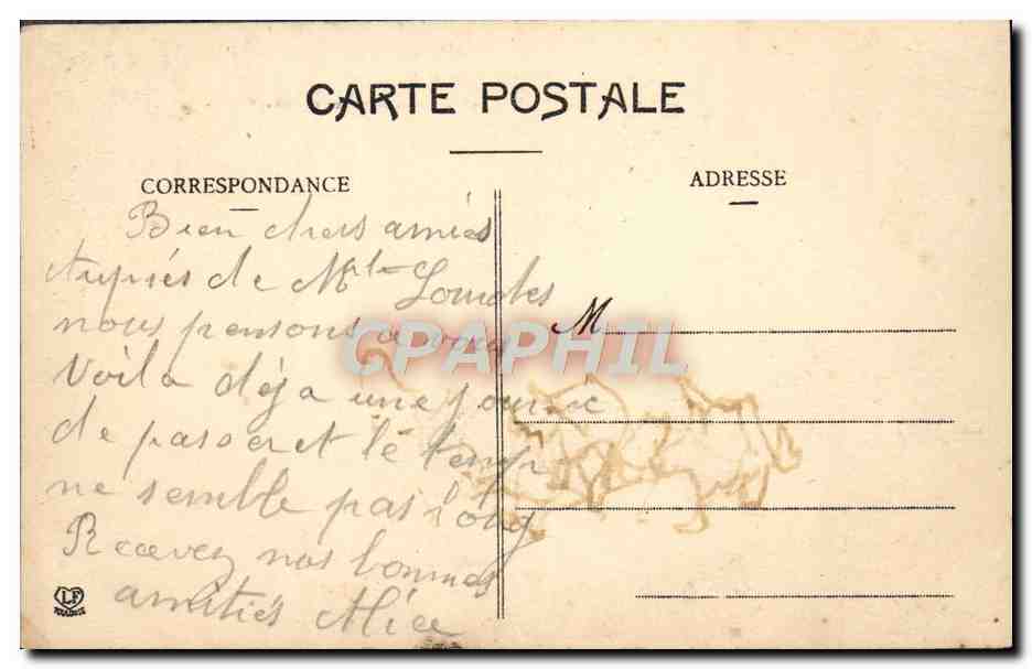 CPA Lourdes Les rampes et la Basilique — Verso