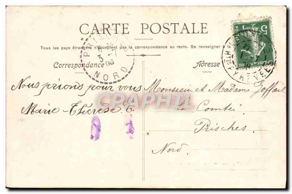 CPA Lourdes La grotte — Verso