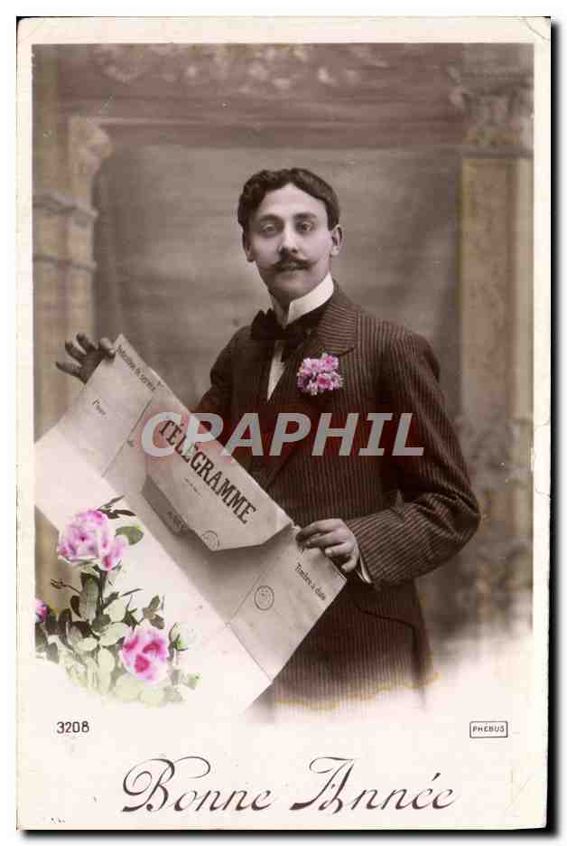 CPA Fantaisie Homme Journal Telegramme