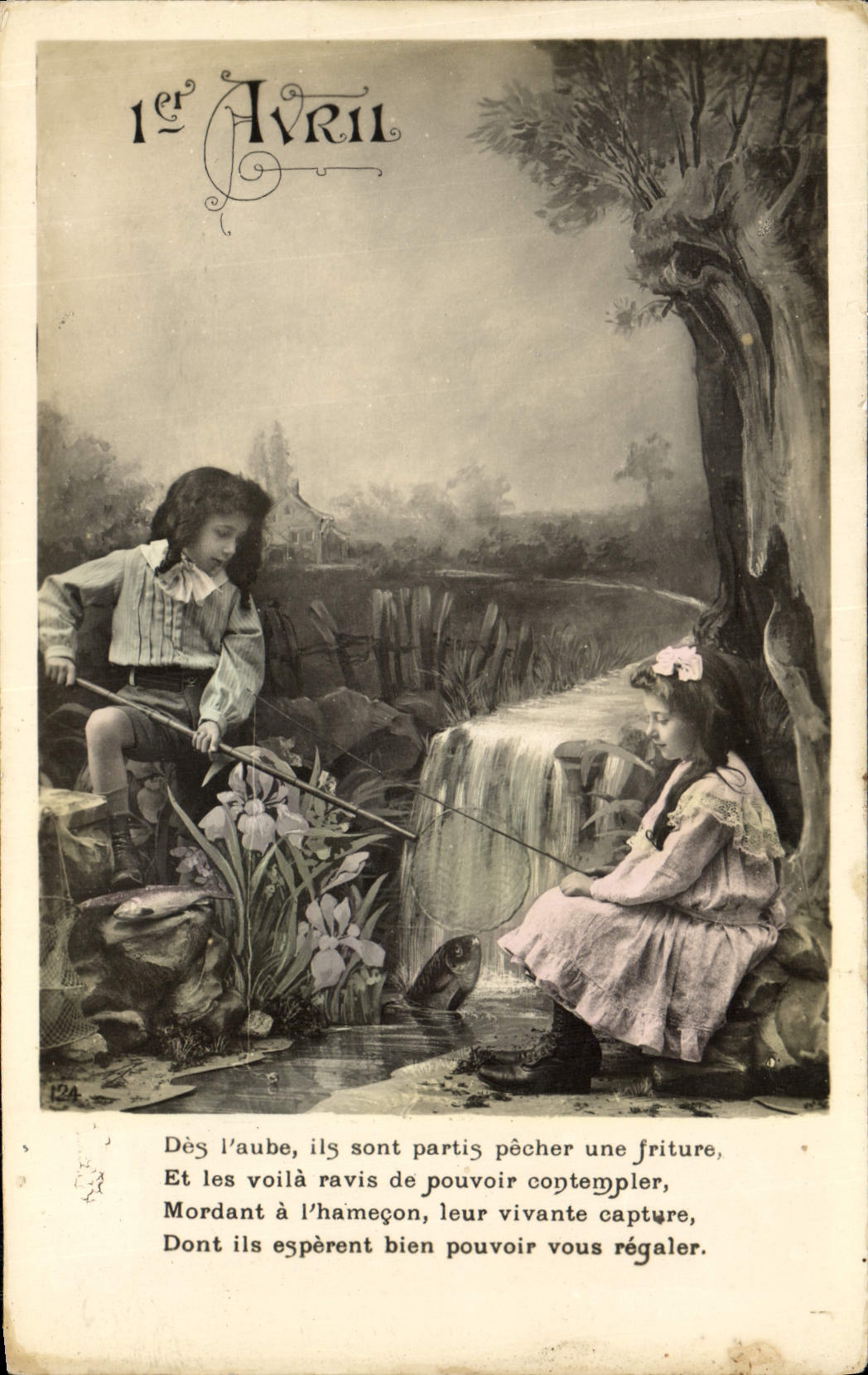 CPA Fantaisie Enfants 1er avril Peche Pecheur 