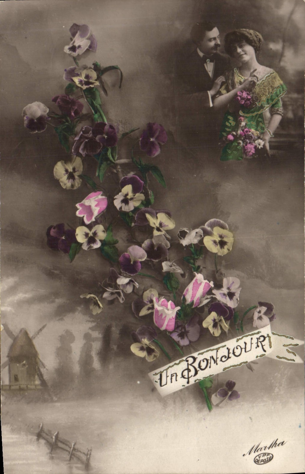 CPA Fantaisie Femme Fleurs