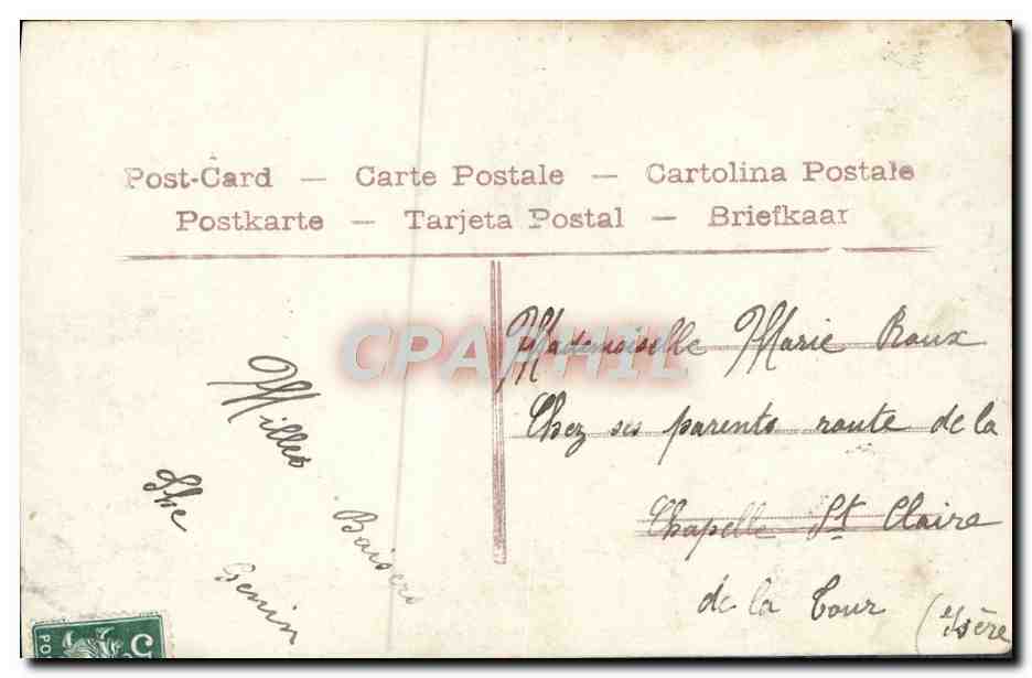 Femme en robe bleue tenant un bouquet — Heureuse Année — éditeur anonyme, n° 4360 — Verso