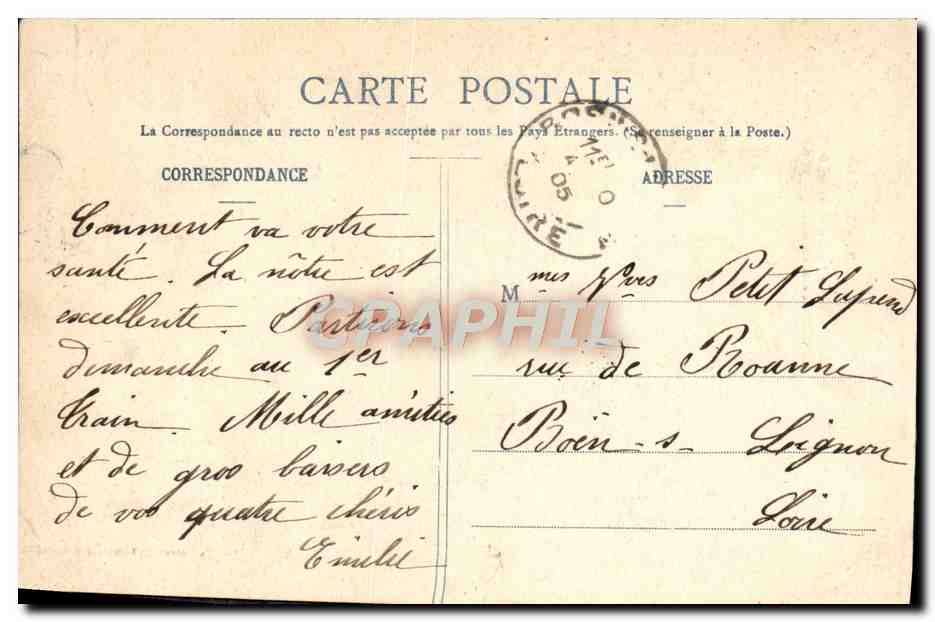 Fille traversant un ruisseau — Le Gué — Phototypie A. BERNERET & CIE, Nancy — Verso