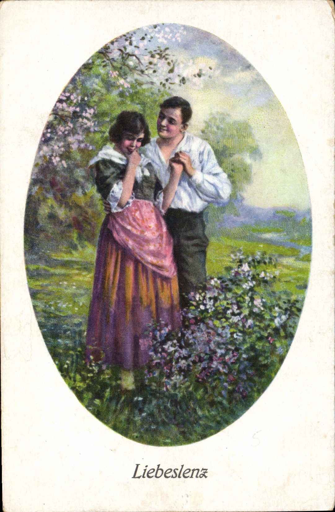 Jeune couple amoureux — scène bucolique — Liebeslenz, n°5