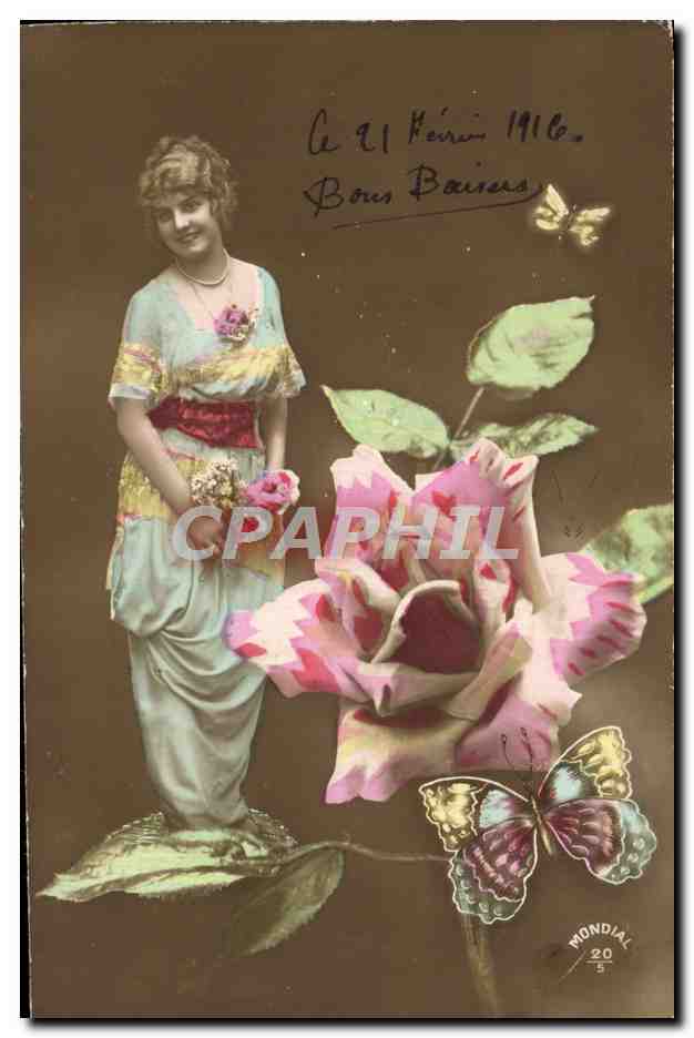 CPA Fantaisie Femme Papillon 