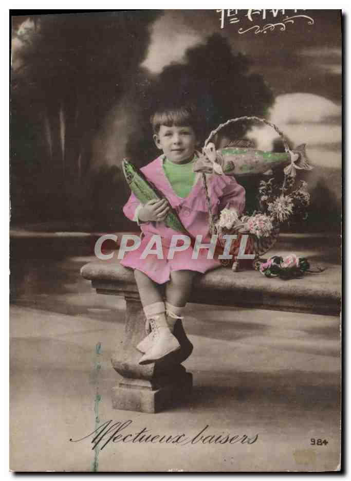 CPA Fantaisie Enfant Poissons