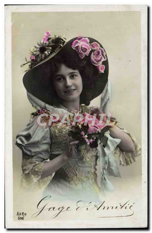 Jeune femme en chapeau fleuri — Gage d'Amitié — Aéro 506