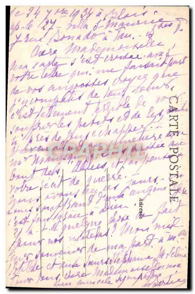 CPA Blois Le Chateau Partie Gaston d'Orleans Vue a vol d'oiseau — Verso