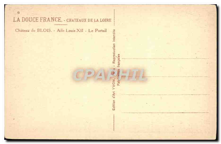 CPA Blois Chateau de Aile Louis XII Le portail — Verso