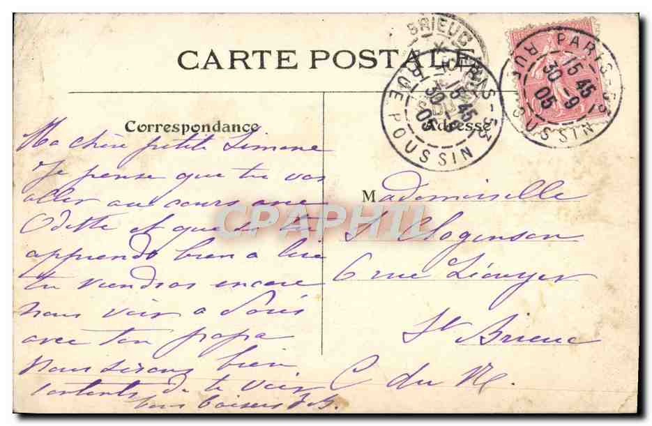 CPA Paris Le Pont Royal Et Le Ministere des Colonies — Rückseite