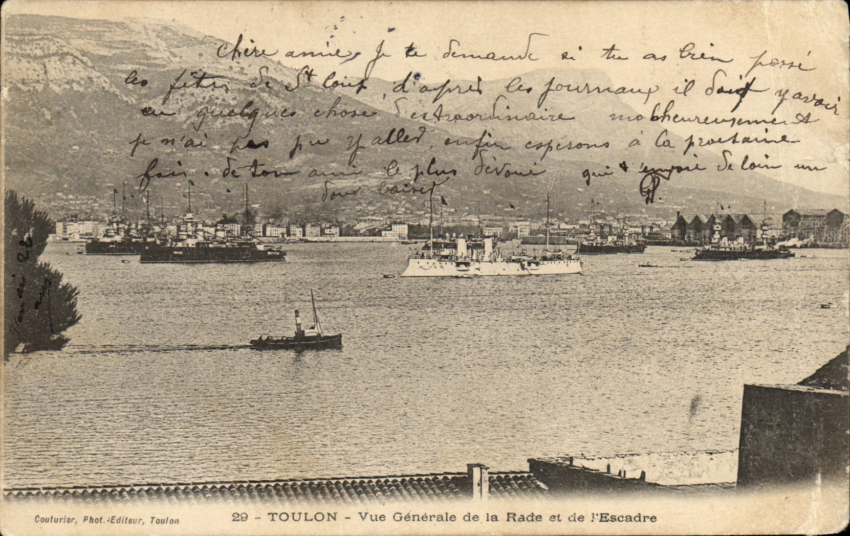 CPA Toulon Vue Generale de la Rade et de L'Escadre Bateaux