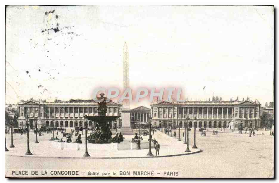 Place de la Concorde — Obélisque et fontaine — Édité par le Bon Marché - Paris
