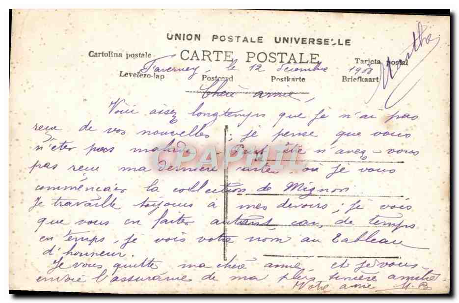CPA Mignon Femme — Verso