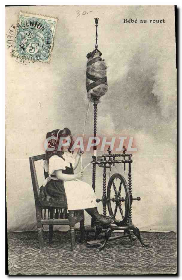 CPA Bebe au Rouet Enfant Fileuse