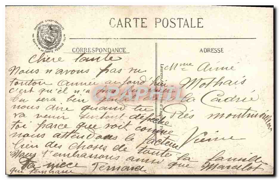 CPA Ecris Moi Vite Vois Comme Nous attendons Le Facteur — Rückseite