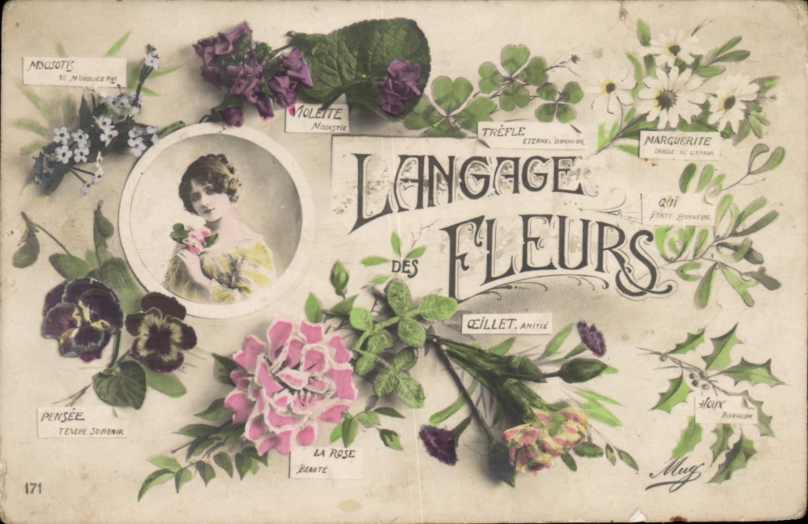 CPA Langage des Fleurs Femme