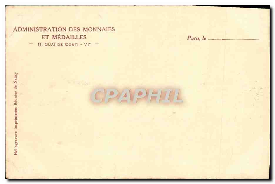 CPA Les Medailles De La Monnaie Serie Historique La Mine D'Or D'Allemont — Rückseite