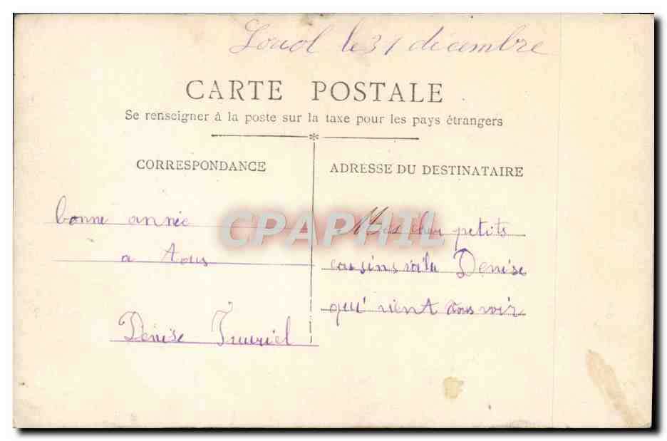 CPA Bonne Annee Enfant Ane Mule  — Rückseite