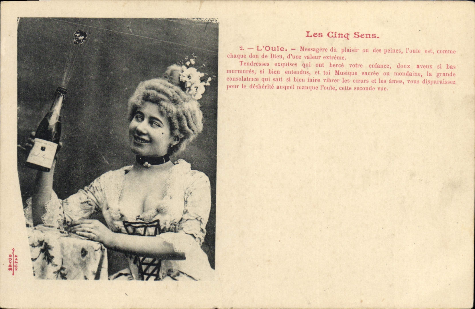 Femme tenant une bouteille — Les Cinq Sens — Éditeur Braco, n°2