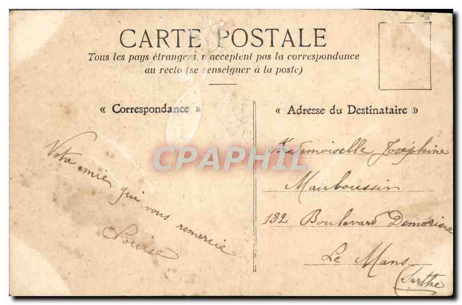 Jeune couple enlacé — portrait du grand-père au-dessus — texte poétique — éditeur non visible — Achterkant