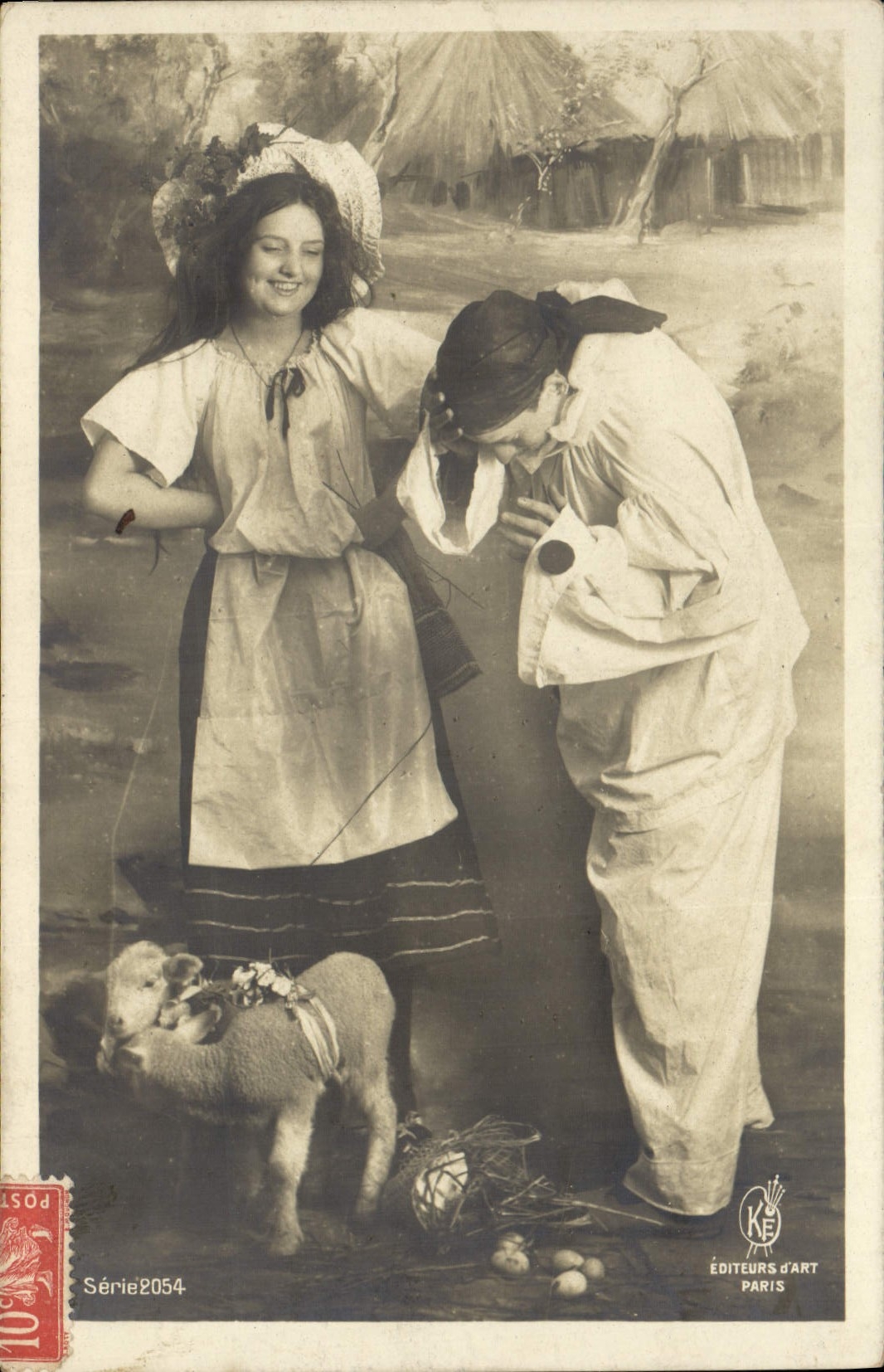 Deux jeunes filles et un agneau — Éditeurs d'Art Paris, Série 2054