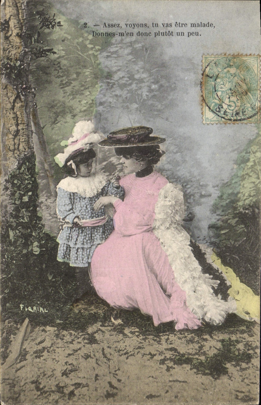 Femme et enfant dans un parc — éditeur FLORIAL, n°2
