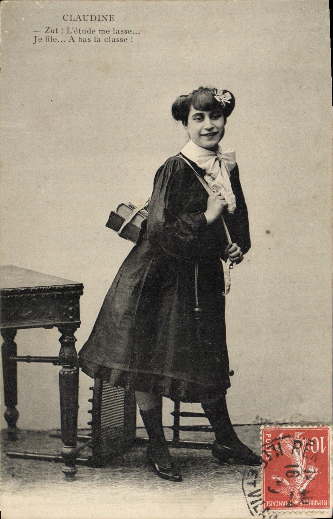 CPA Fantaisie Enfant Claudine Ecoliere