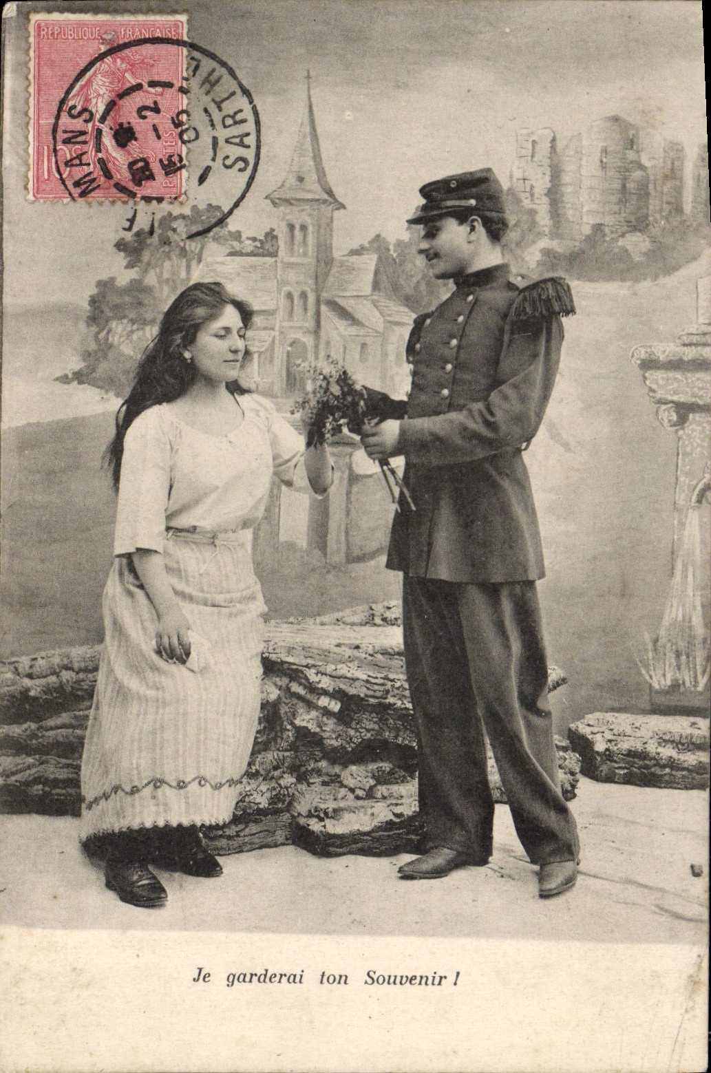 CPA Fantaisie Femme Soldat Militaria 