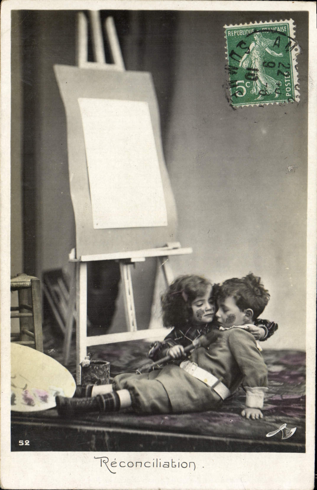 CPA Fantaisie Enfants Reconciliation peintre