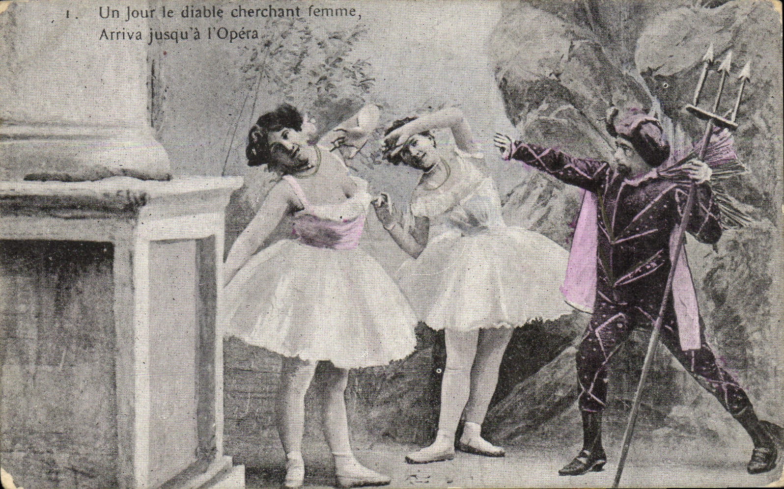 CPA Fantaisie Un jour de diable cherchant femme Opera Danseuse