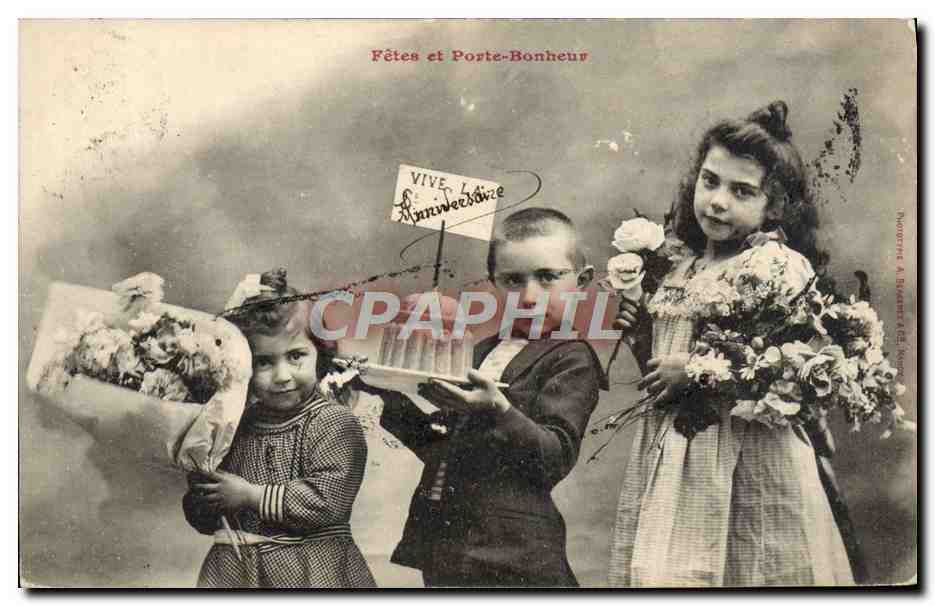 CPA Fantaisie Enfants Fetes et porte bonheur 
