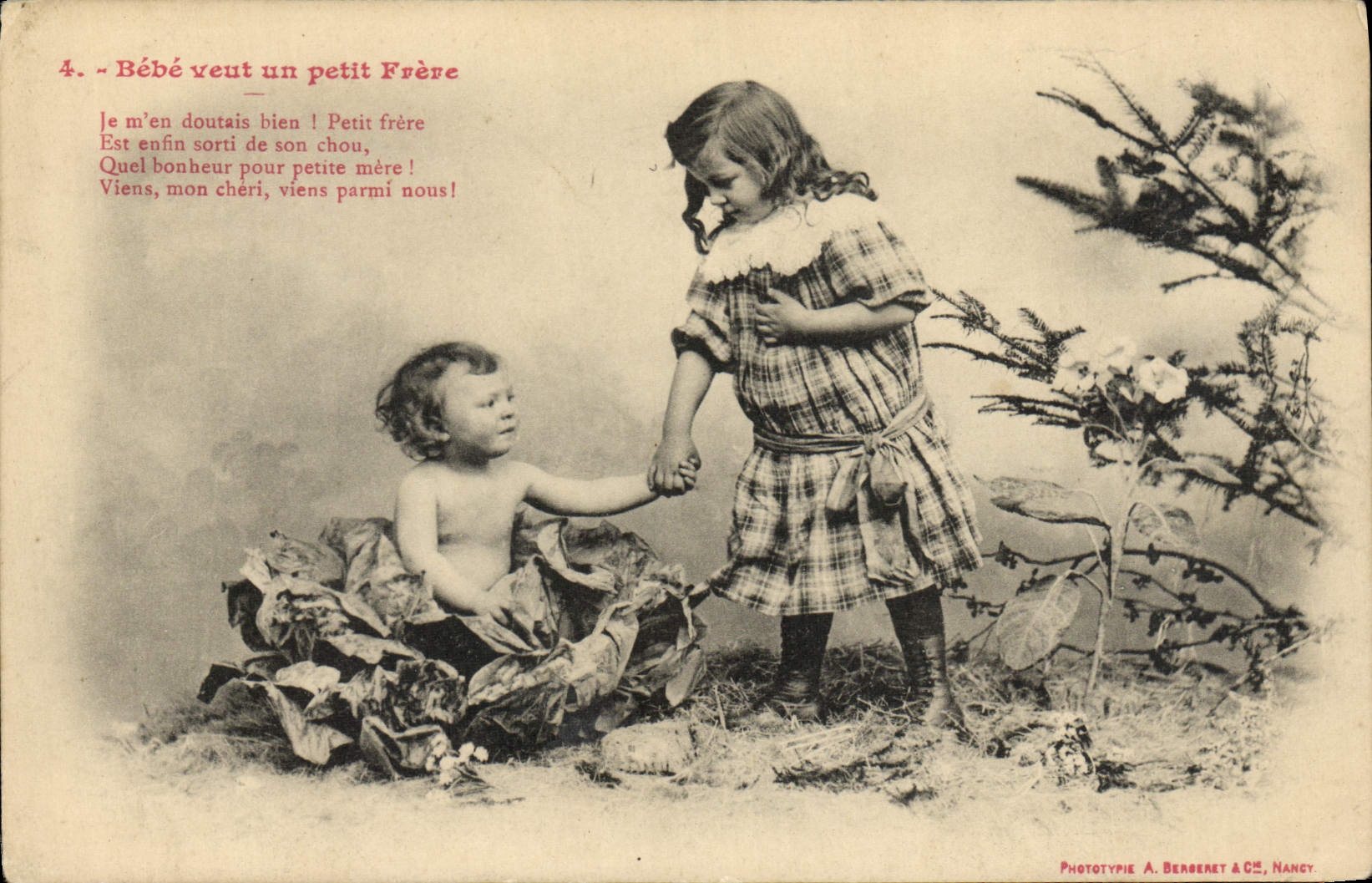 CPA Fantaisie Enfants Bebe veut un petit frere Choux 