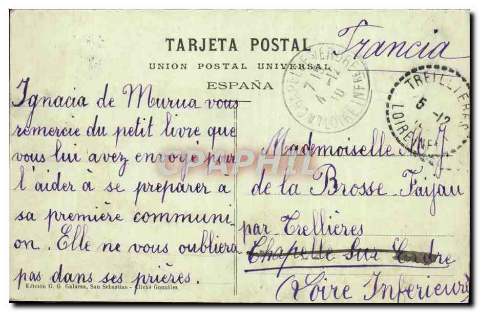 CPA San Sebastian Puente de Maria Cristina — Verso