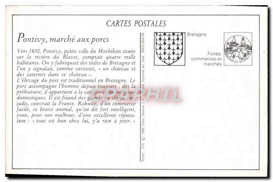 Pontivy — Le Marché aux Porcs — Fournneau Économique et Entrée de l'Hôpital — Collection Villard/Quimper — Rückseite