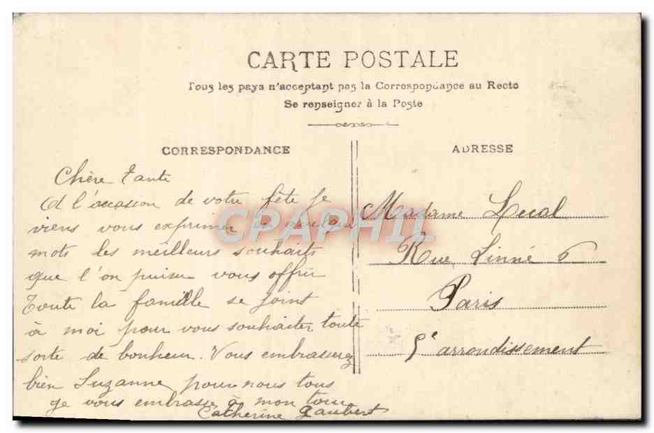 CPA Bonne Fete Femme — Verso