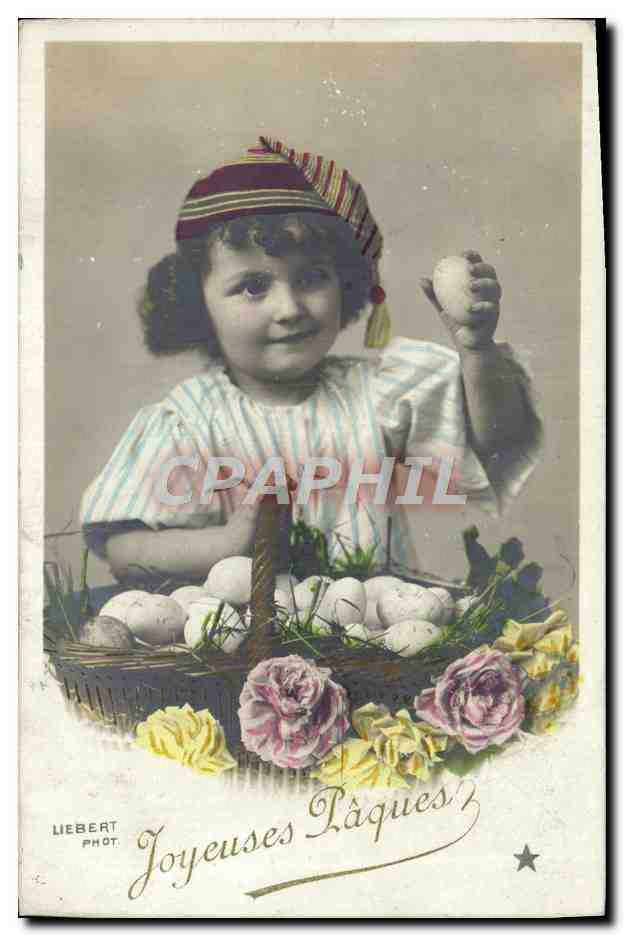 CPA Joyeuses Paques Enfant Oeufs Paques