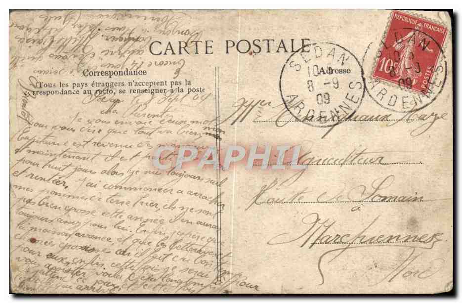 CPA Sedan Place Turenne Soldais Francais Partant Pour la Captivite apres la reddition Militaria — Verso