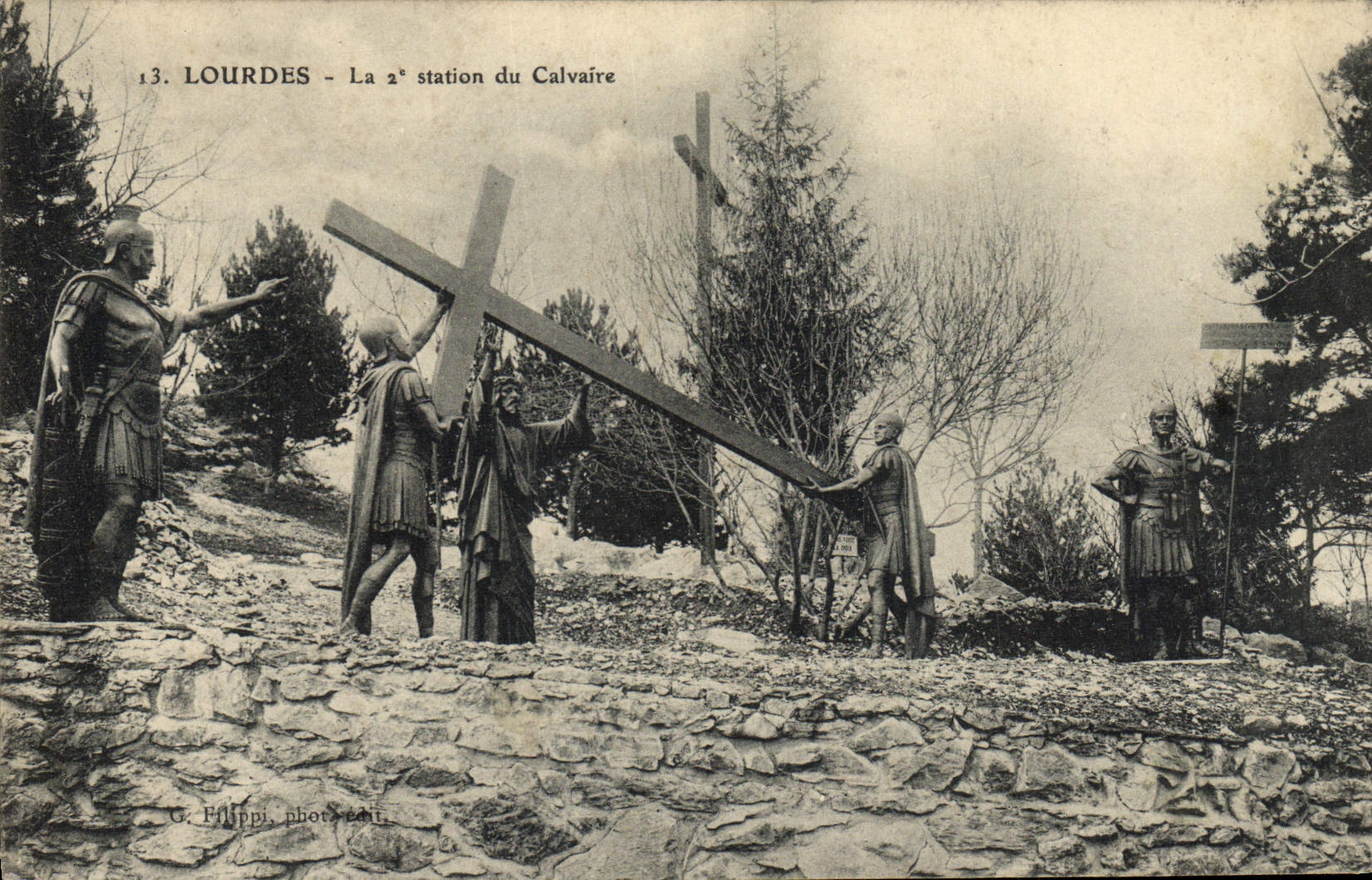 CPA Lourdes La 2eme Station Calvaire
