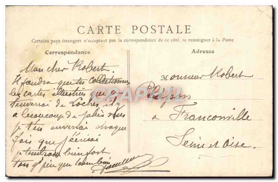 CPA Loches Le Donjon les Fosses et Mur d'enceinte du Chateau — Rückseite