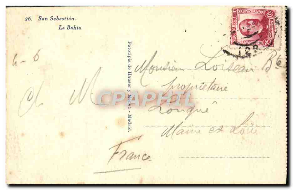 CPA San Sebastian La Bahia — Verso