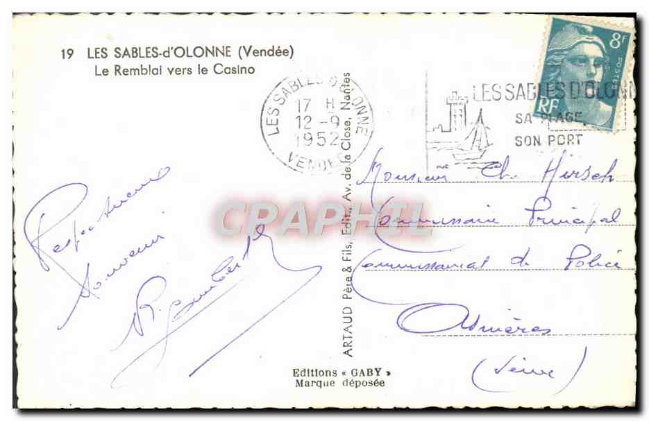 Les Sables-d'Olonne — The Embankment towards the Casino — Editions Gaby — Back