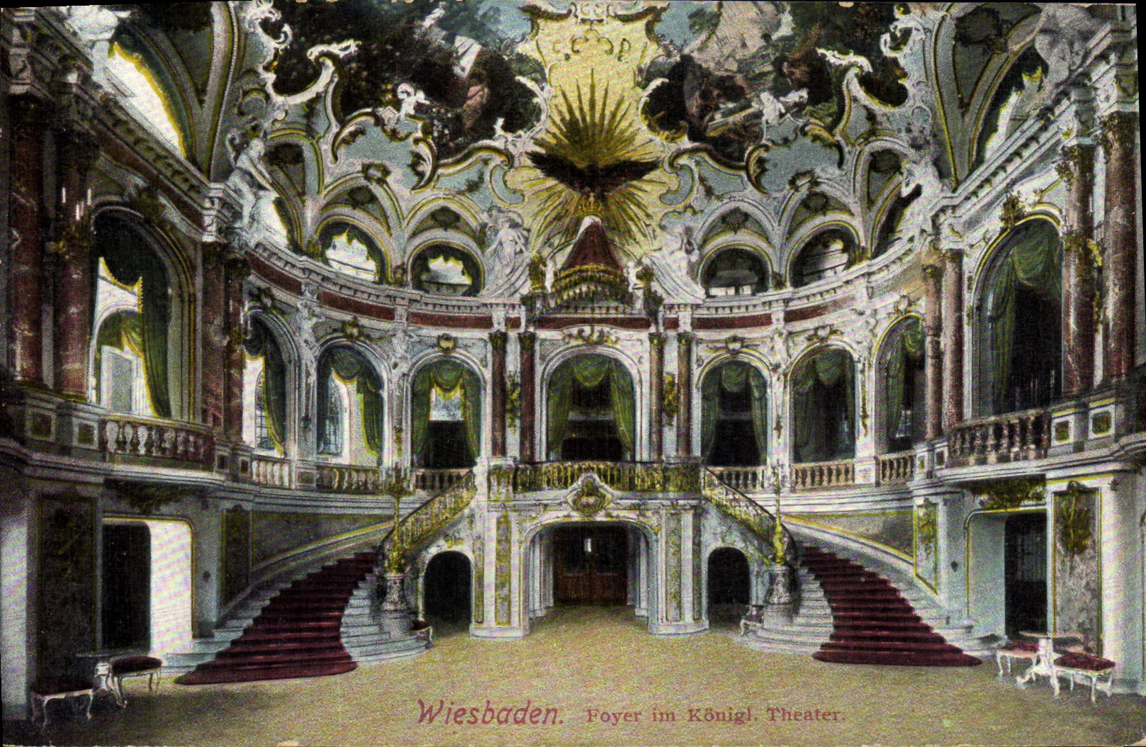Wiesbaden — Foyer du Théâtre Royal — éditeur Ludwig Blaser, n° 6857 - Recto