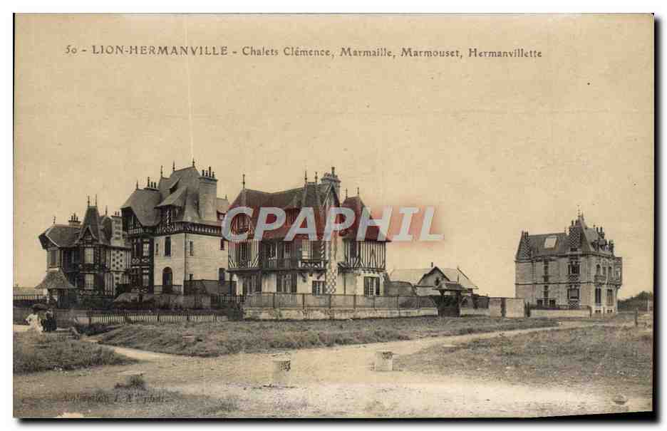 Lion-Hermanville — Chalets Clémence, Marmaille, Marmouset, Hermanvillette — Collection J. P. Pibot
