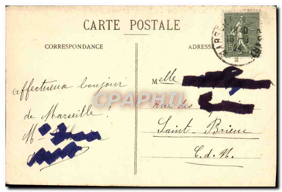 CPA Marseille Notre Dame De La Garde — Rückseite