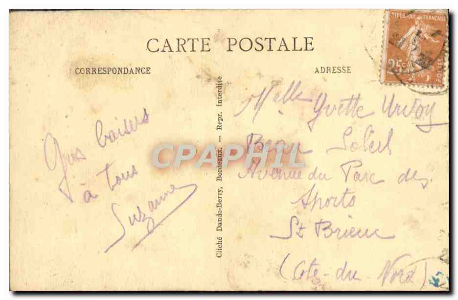 CPA Bordeaux La Fleche St Michel — Verso