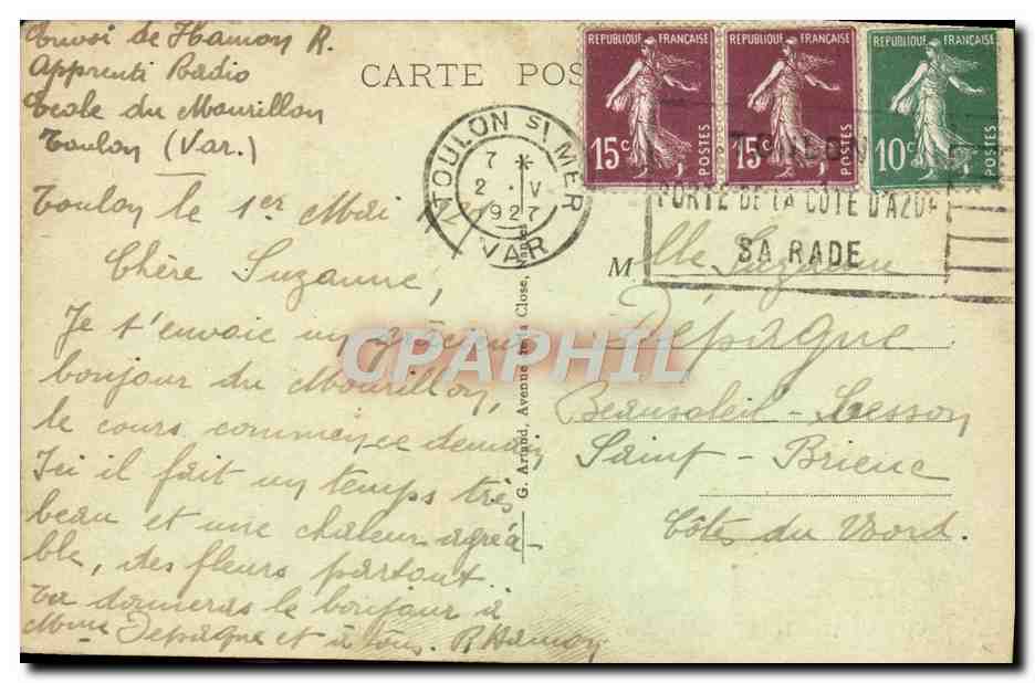 Toulon - Le Mourillon - Rade des Fort Saint-Lonis von der Mitre aus gesehen — Rückseite