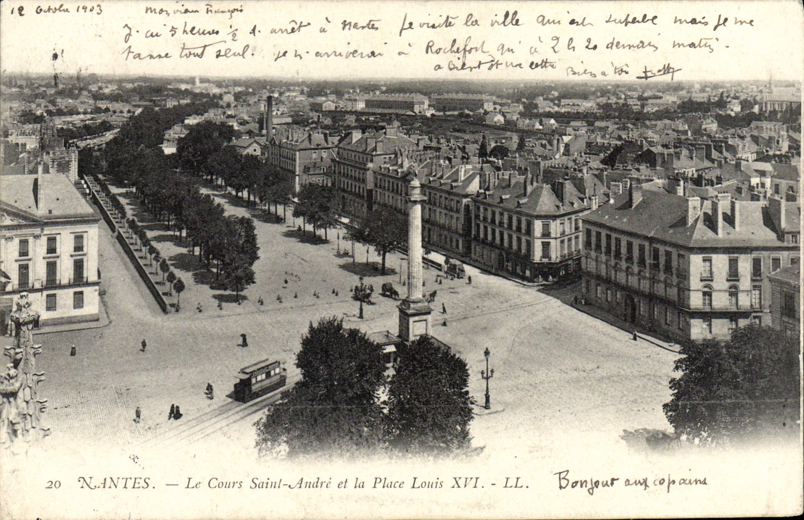 CPA Nantes Le Cours Saint Andre Et La Place Louis XVI
