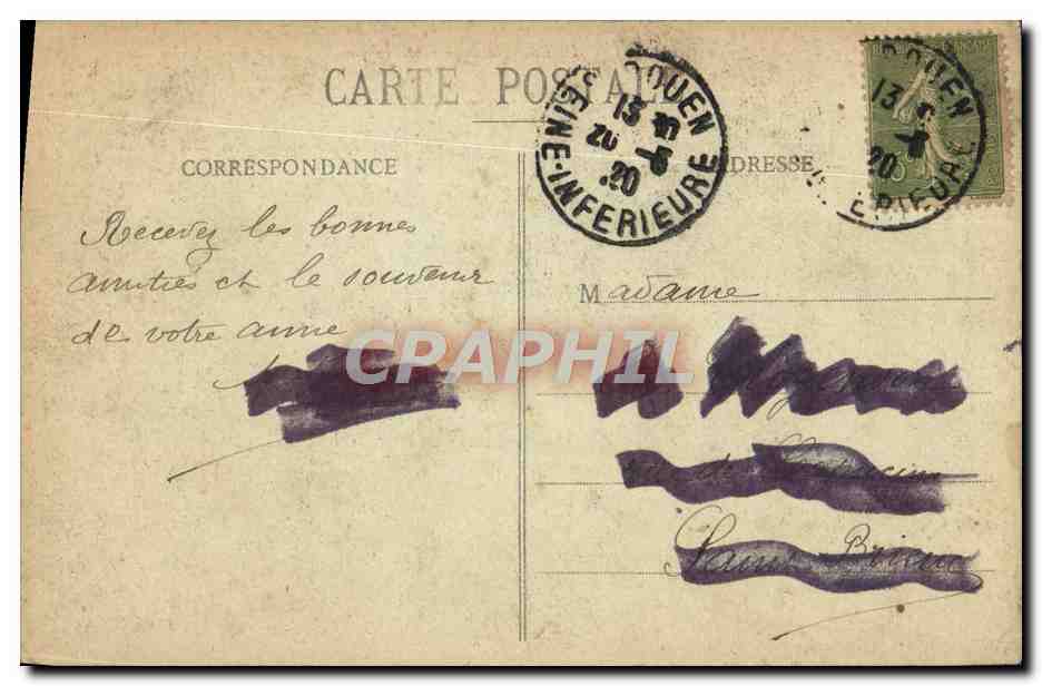 CPA Rouen Quai De Paris Bateaux — Verso